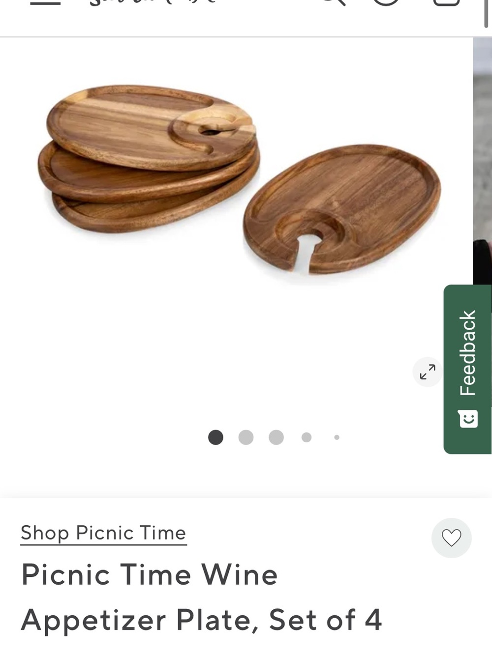 Brand new Acacia Wood Wine Appetizer Plates, Set of 4 - Brown